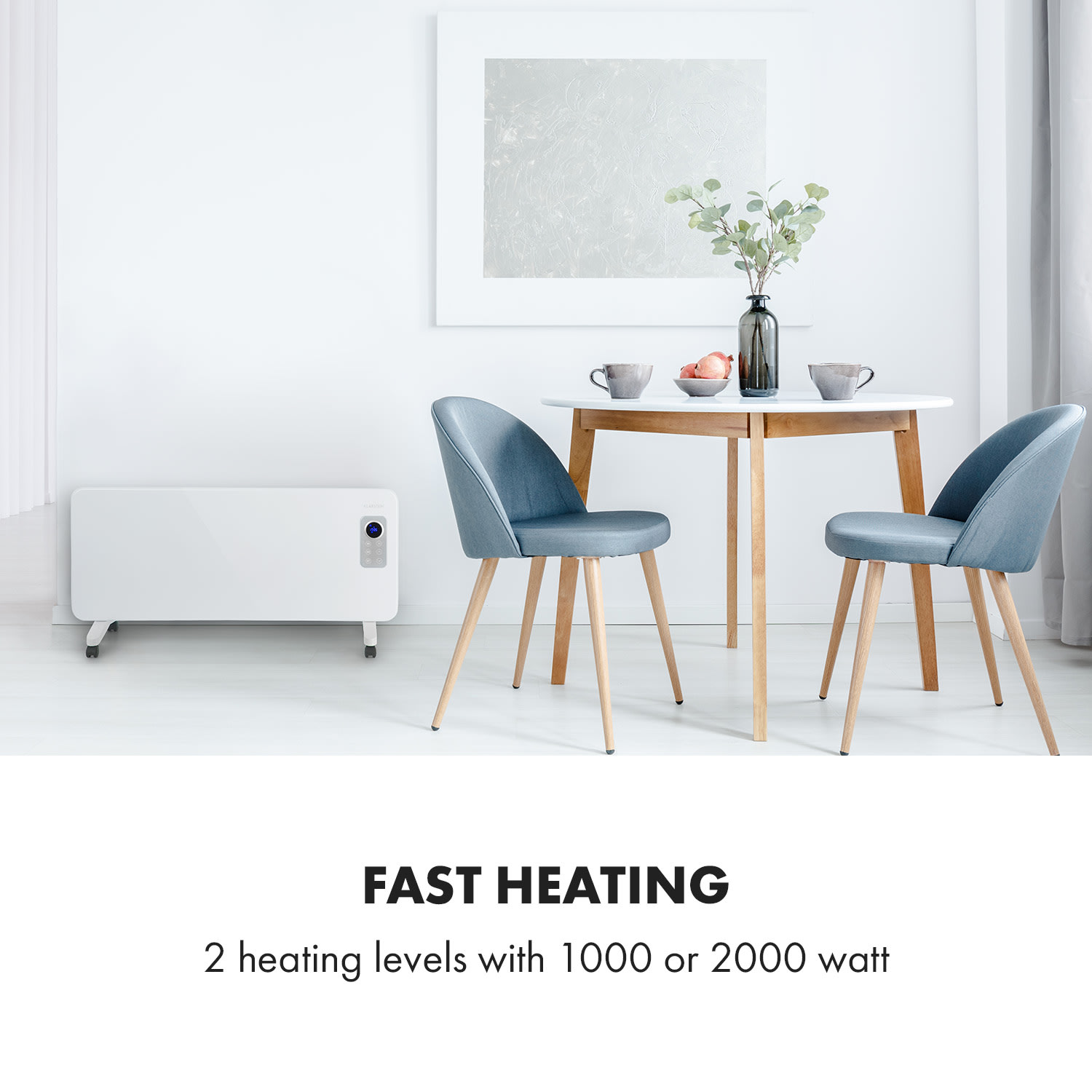 Klarstein Hot Spot CV20, konvektor, 2000 W, IP24, diaľkový ovládač, biely – Obrázok 2