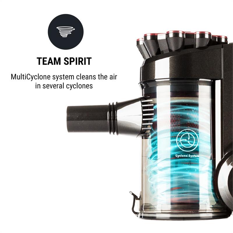 OneConcept CleanTurbo, cyklónový ručný vysávač, 600 W, MultiCyclonic System, červený – Obrázok 4