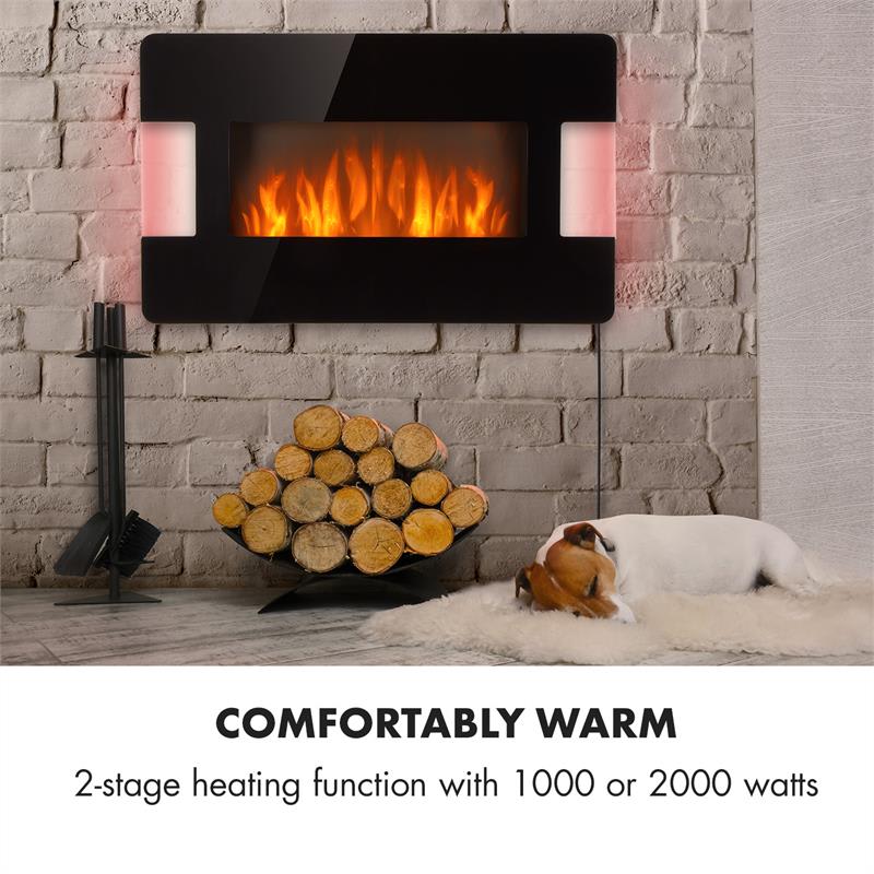 Klarstein Belfort Light & Fire, elektrický krb, 1000/2000 W, diaľkové ovládanie, čierny – Obrázok 2