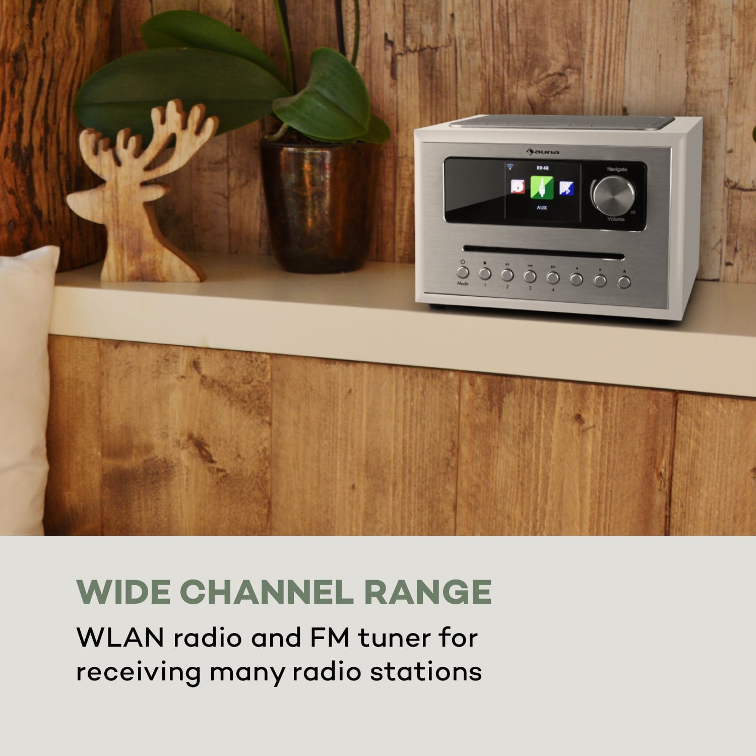 Auna Silver Star CD Cube, rádio, bluetooth, HCC displej, biele – Obrázok 2