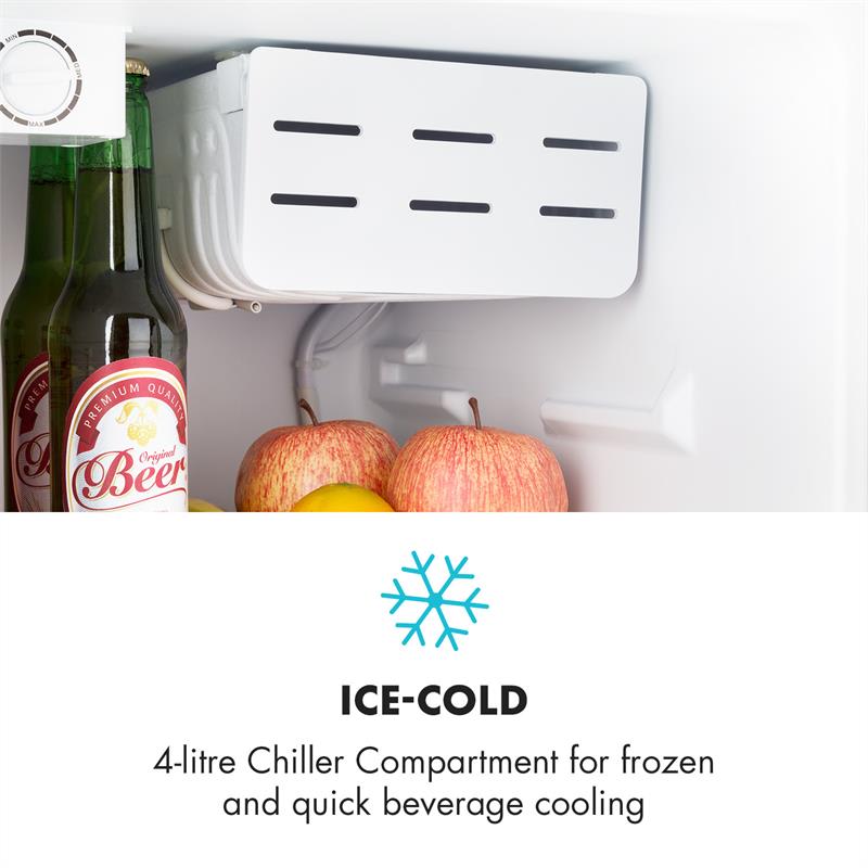 Klarstein Cool Kid, mini chladnička so 4 l mraziacim boxom, 66 l, 42 dB, A+, čierna – Obrázok 3