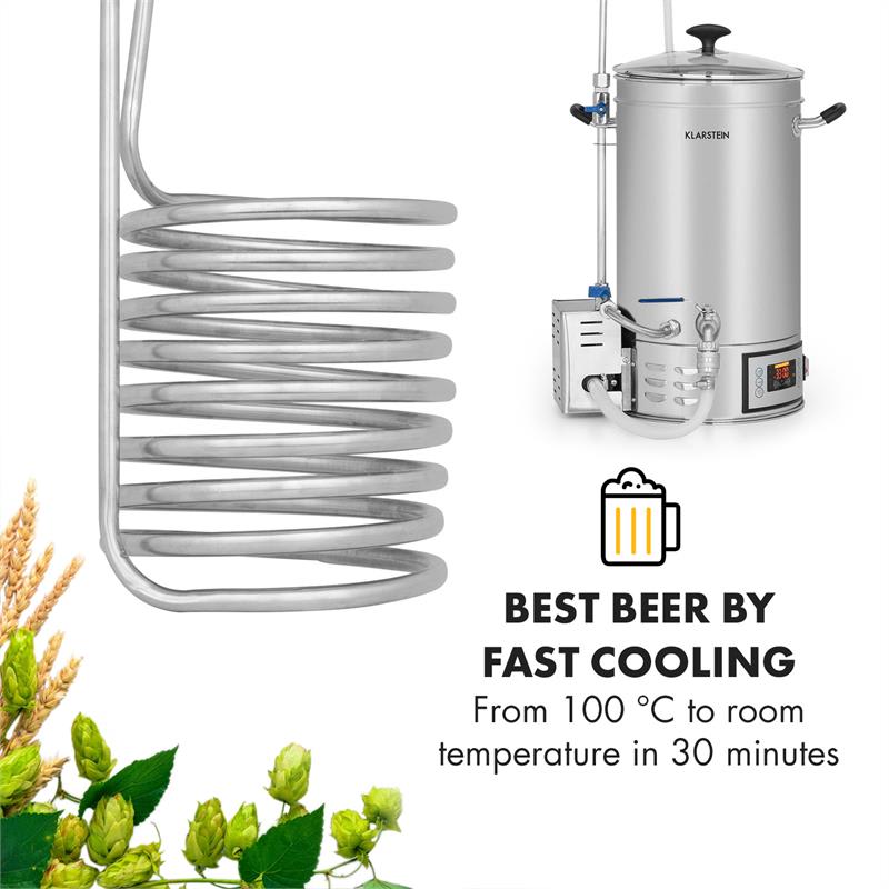 Klarstein Chiller 6, ponorný chladič, sladový chladič, Ø 20 cm, 9 závitov, nehrdzavejúca oceľ – Obrázok 2