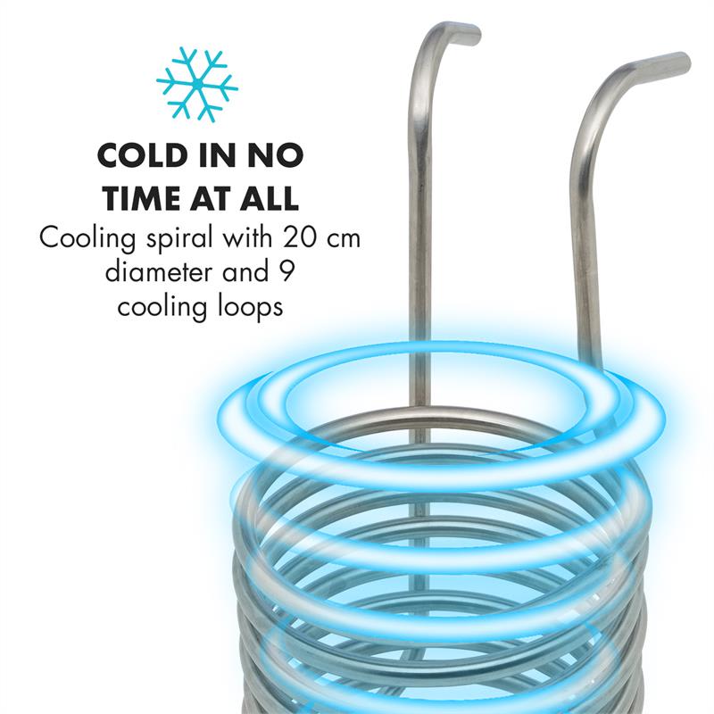 Klarstein Chiller 6, ponorný chladič, sladový chladič, Ø 20 cm, 9 závitov, nehrdzavejúca oceľ – Obrázok 3