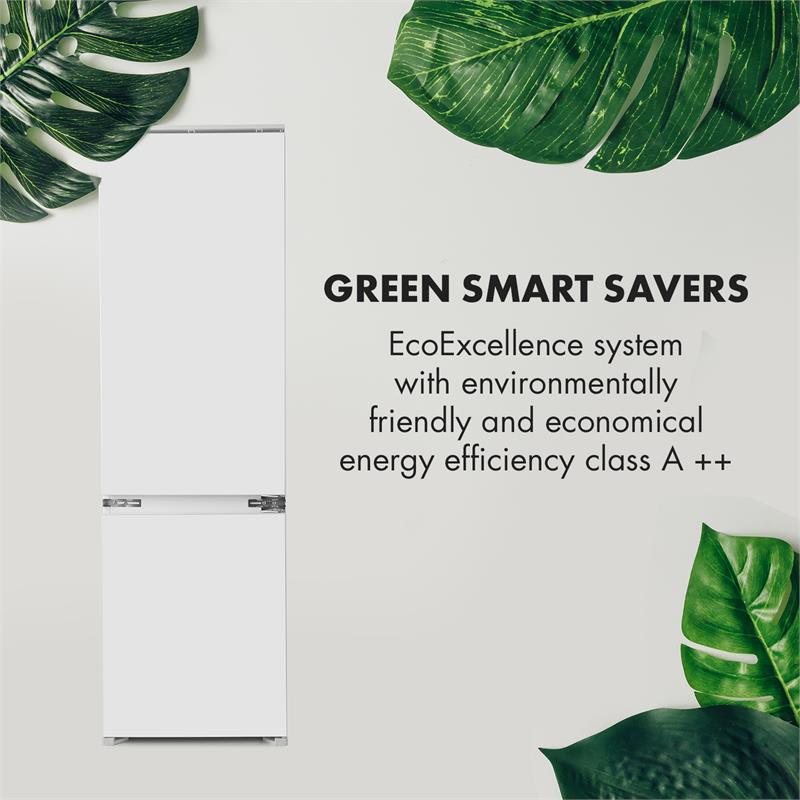 Klarstein CoolZone 250 Eco, kombinovaná chladnička s mrazničkou, 185 l/65 l, A++, LED, zabudovateľná, biela – Obrázok 5