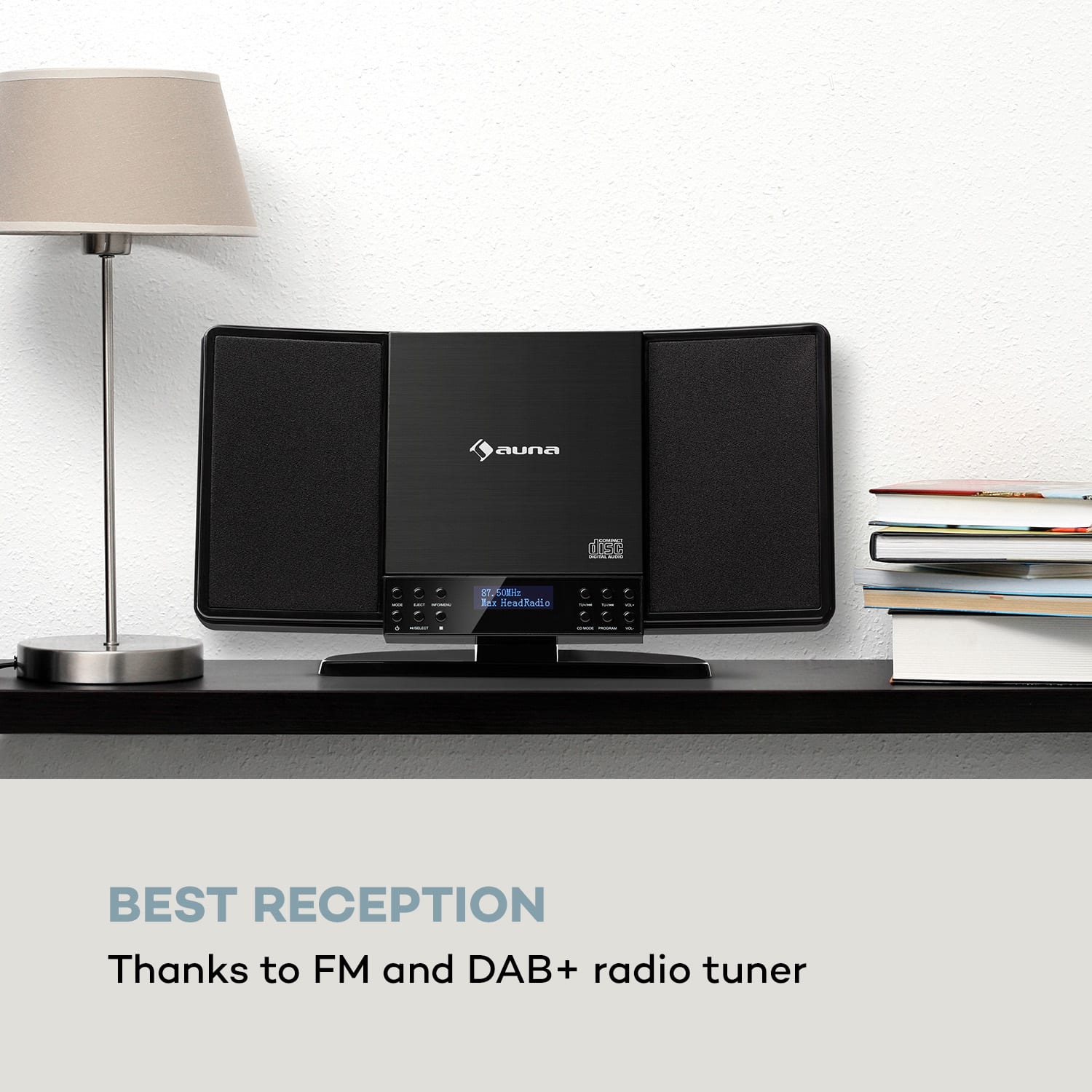 Auna V14-DAB, Vertikálny stereo systém, CD FM a DAB+ tuner, BT, čierny – Obrázok 2
