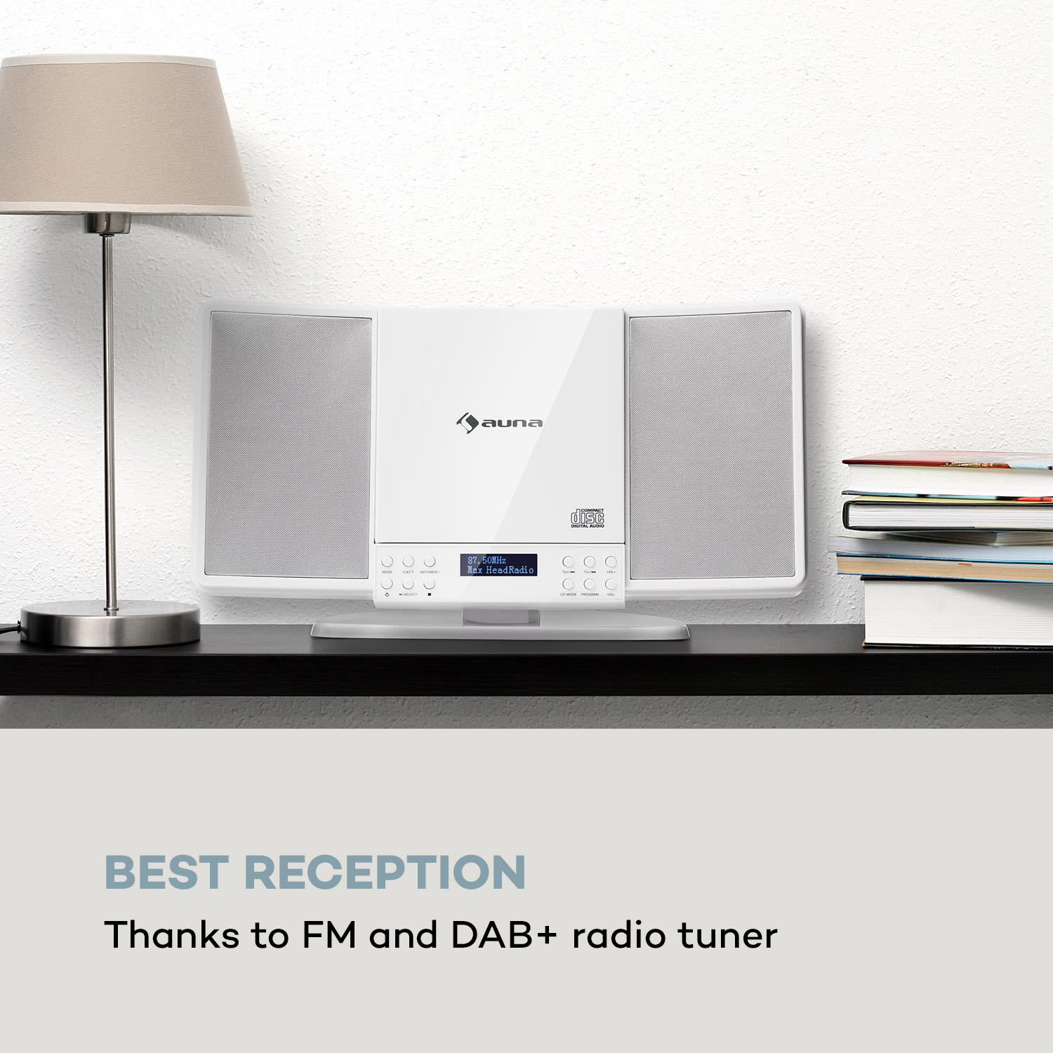 Auna V14-DAB, Vertikálny stereo systém, CD FM a DAB+ tuner, BT, biely – Obrázok 2