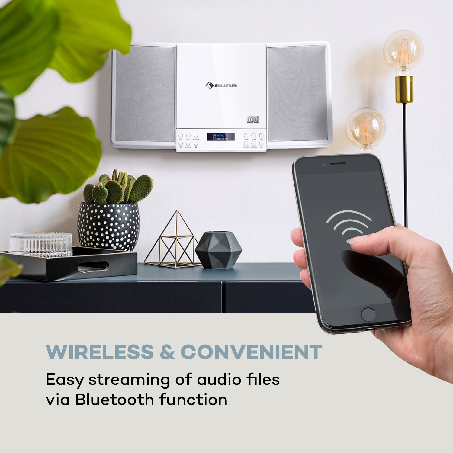 Auna V14-DAB, Vertikálny stereo systém, CD FM a DAB+ tuner, BT, biely – Obrázok 4