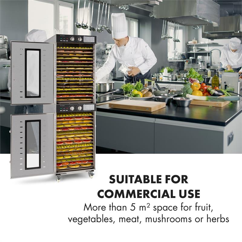 Klarstein Master Jerky 32, sušička potravín, 4500 W, 40 - 90 °C, 15-hod. časovač, ušľachtilá oceľ, strieborná – Obrázok 2