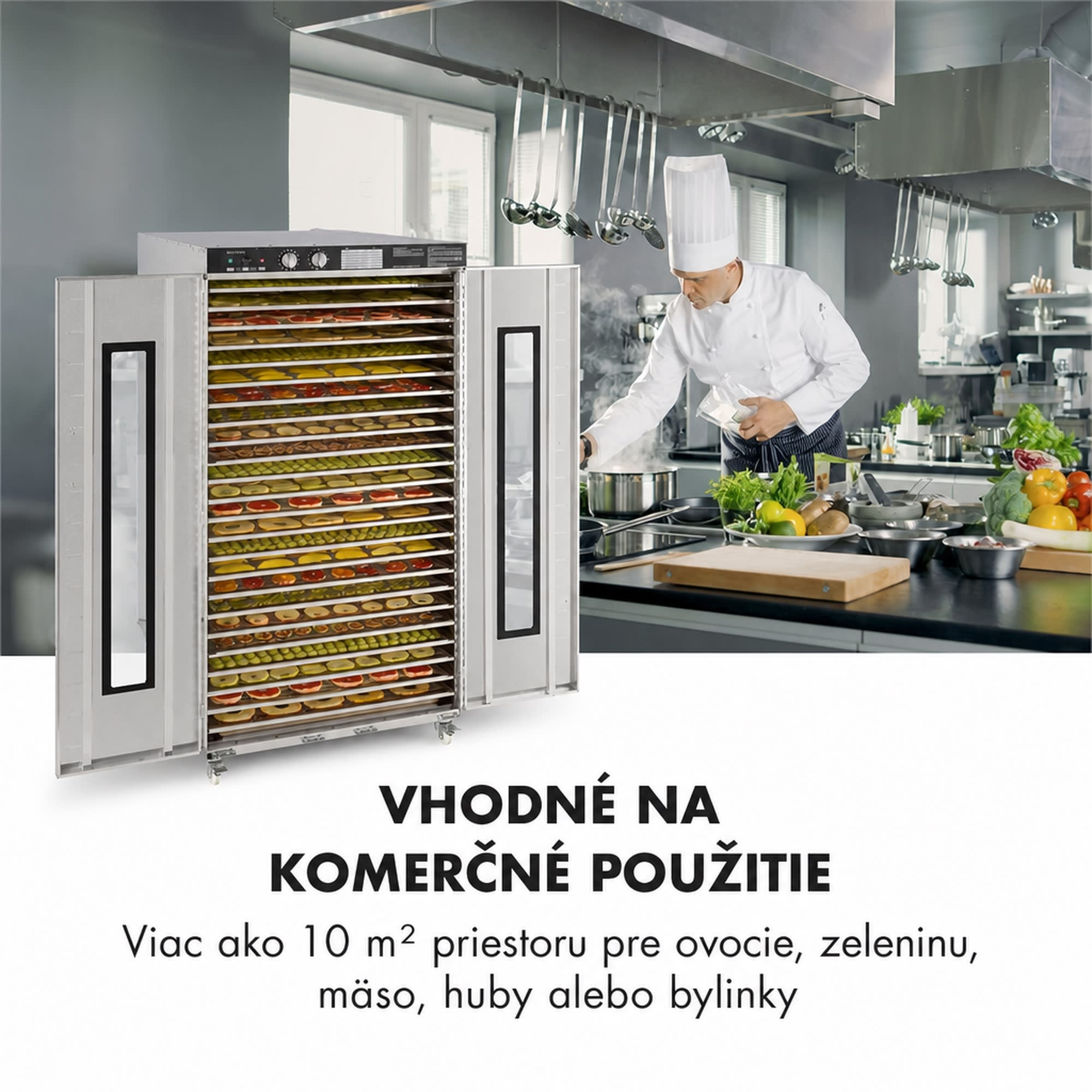 Klarstein Master Jerky 24, sušička potravín, 5850 W, 40-90 °C, 15-hod. časovač, nehrdzavejúca oceľ, strieborná – Obrázok 2