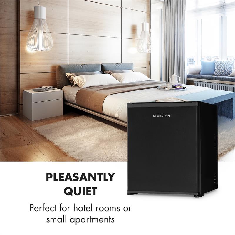 Klarstein Nagano M, mini chladnička, 44 l, 0 dB, 0 - 8 °C, nehlučná, 56 cm, čierna – Obrázok 4