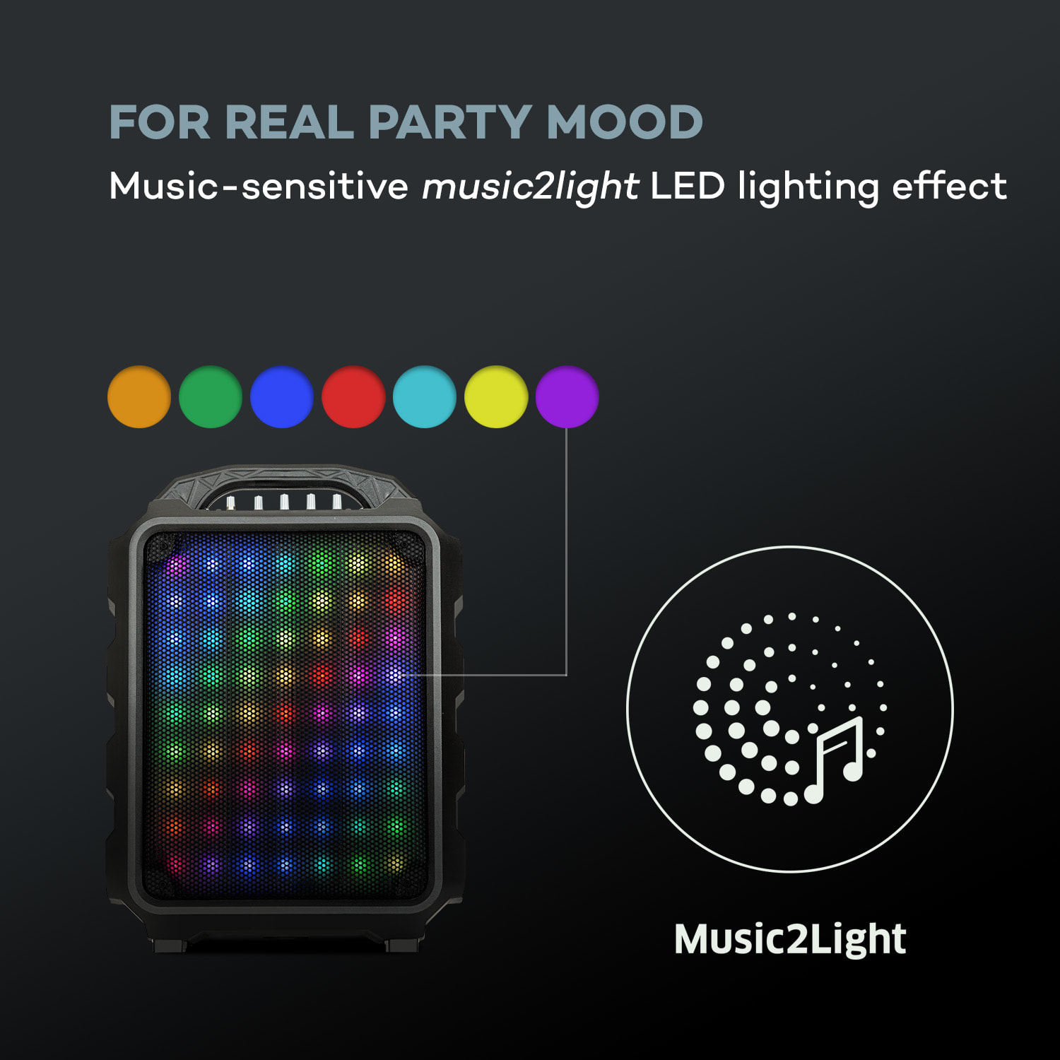 Auna Moving 80.1, LED PA systém, 8" subwoofer, max. 100 W, UHF mikrofon, USB, SD, BT, AUX, prenosný – Obrázok 4