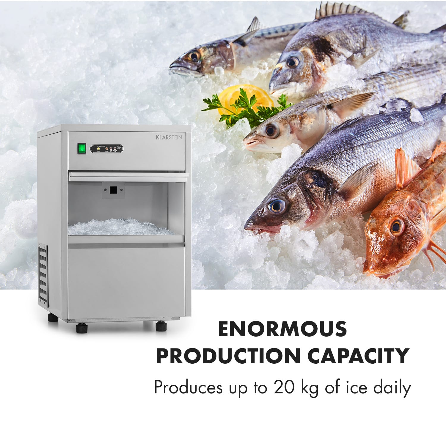 Klarstein Frostica, výrobník ľadu, 20 kg/24 hod., ušľachtilá oceľ, strieborný – Obrázok 4