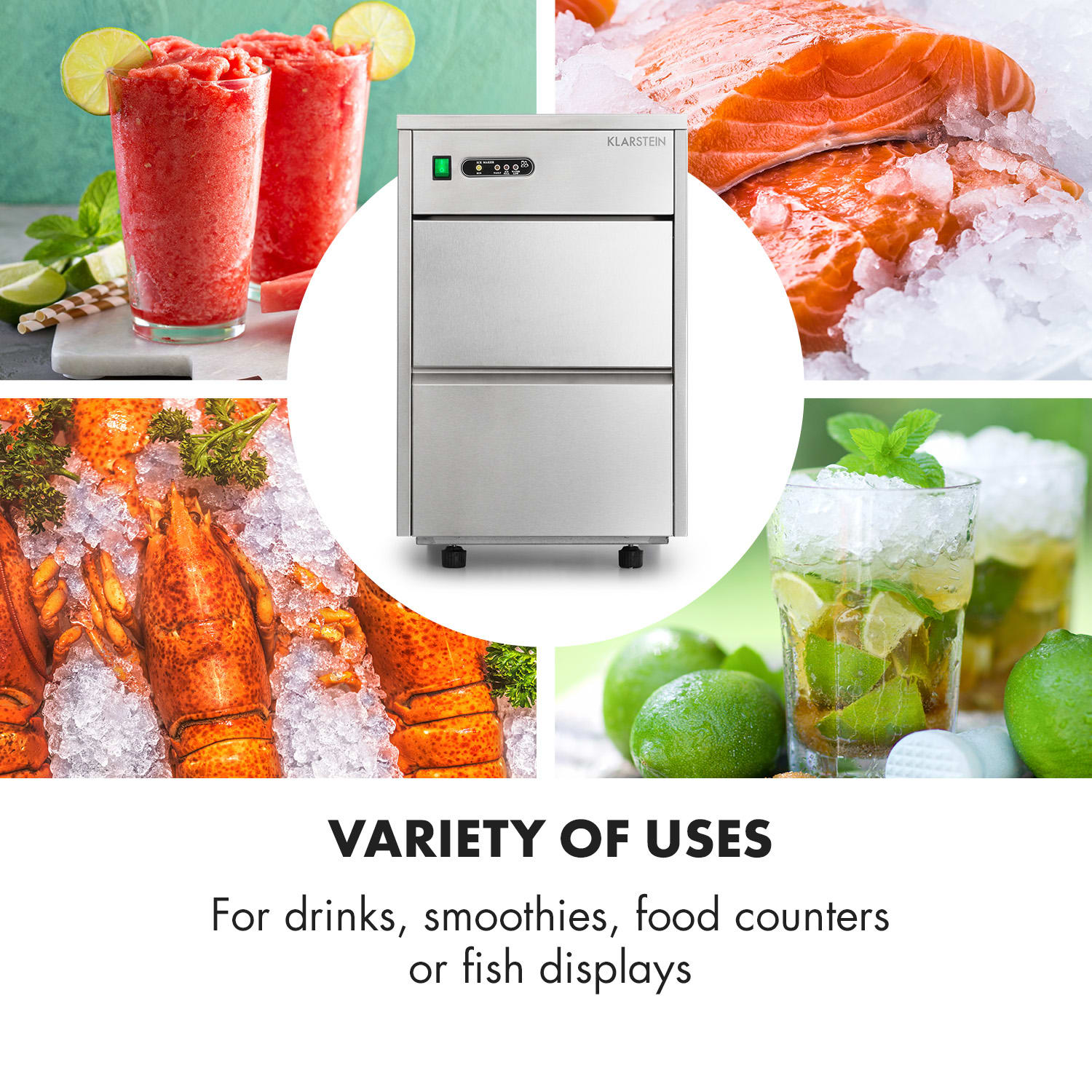 Klarstein Frostica, výrobník ľadu, 20 kg/24 hod., ušľachtilá oceľ, strieborný – Obrázok 5