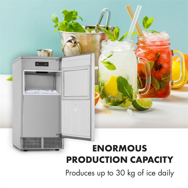 Klarstein Icetender, zariadenie na výrobu ľadu, nugety, 30 kg/24 hod., ušľachtilá oceľ, strieborné – Obrázok 3