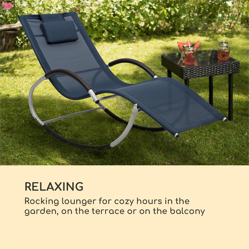 Blumfeldt Westwood Rocking Chair, hojdacie lehátko, ergonomické, hliníkový rám, tmavomodré – Obrázok 4