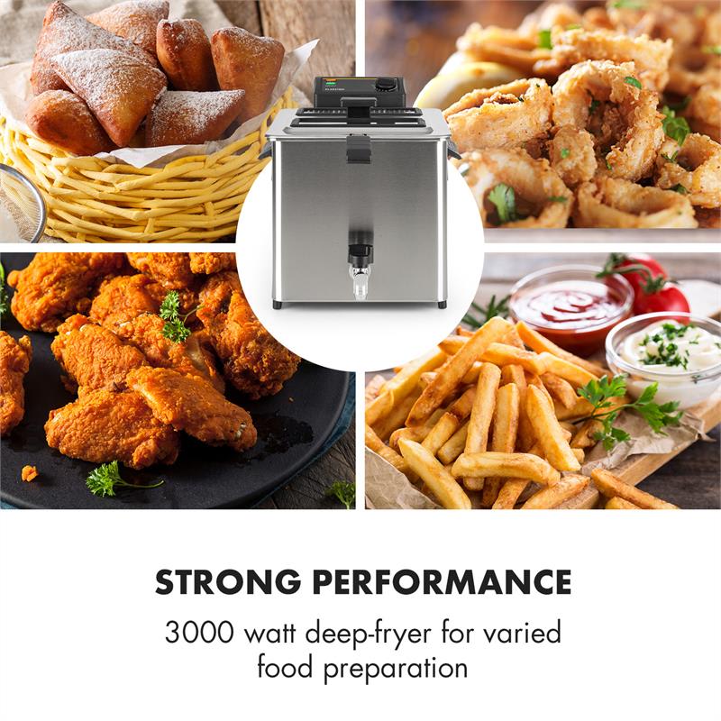 Klarstein Family Fry, fritéza, 3000 W, technológia Oil Drain, nehrdzavejúca oceľ, strieborná – Obrázok 2