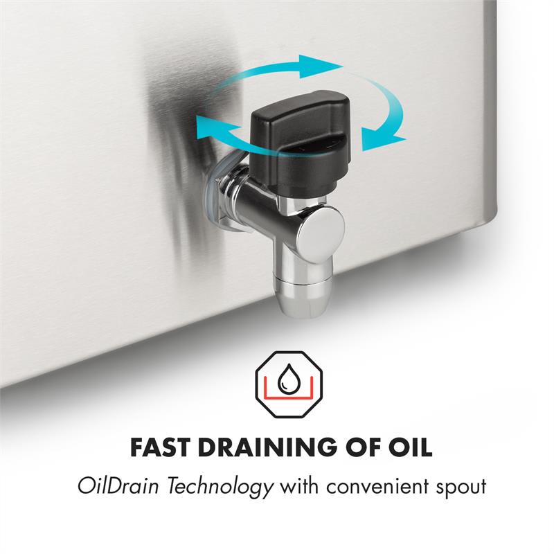 Klarstein Family Fry, fritéza, 3000 W, technológia Oil Drain, nehrdzavejúca oceľ, strieborná – Obrázok 5