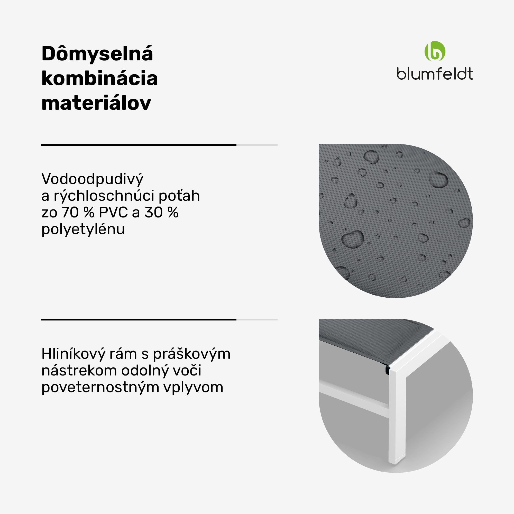 Blumfeldt Renazzo Lounge, záhradné lehátko, 70/30 PVC/PE, hliník, 6 úrovní, biele/sivé – Obrázok 5