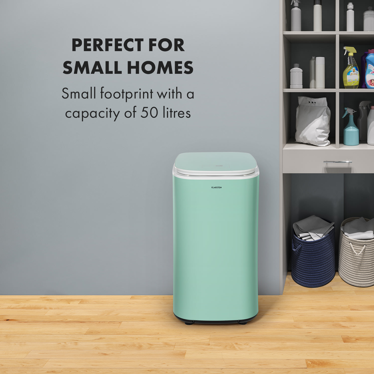 Klarstein Zap Dry, sušička bielizne, 820 W, 50 l, dotykový ovládací panel, LED displej, zelená – Obrázok 3