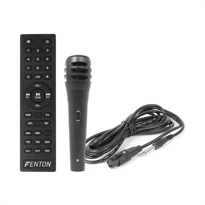 Fenton MDJ150, párty stanica, 200 W, 2 x 5,25" reproduktor, akumulátor, diaľkový ovládač, čierna – Obrázok 4