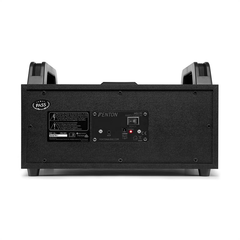 Fenton MDJ95, párty stanica, bluetooth, USB/SD/AUX, akumulátor, čierna – Obrázok 3