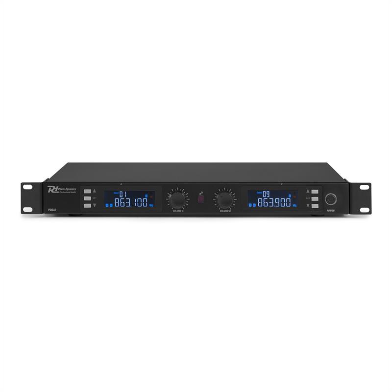 Power Dynamics PD632H 2X, 20-kanálová sada UHF bezdrôtových mikrofónov, 2 x ručný mikrofón, čierna – Obrázok 2