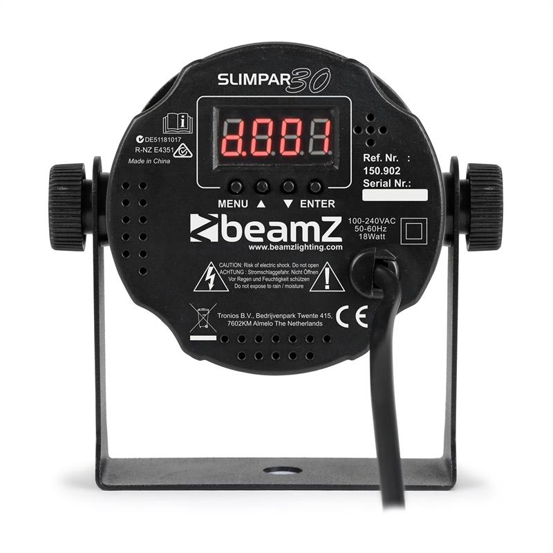 Beamz SlimPar 30, LED reflektor, 6 x 3 W 3 v 1 RGB LED diódy, diaľkový ovládač, čierny – Obrázok 2