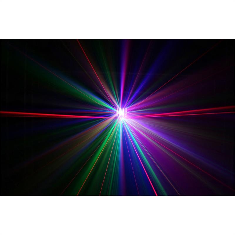 Beamz Magic 2, derby, R/G laser, stroboskop/UV svetelný efekt, 9 DMX kanálov, čierna – Obrázok 5