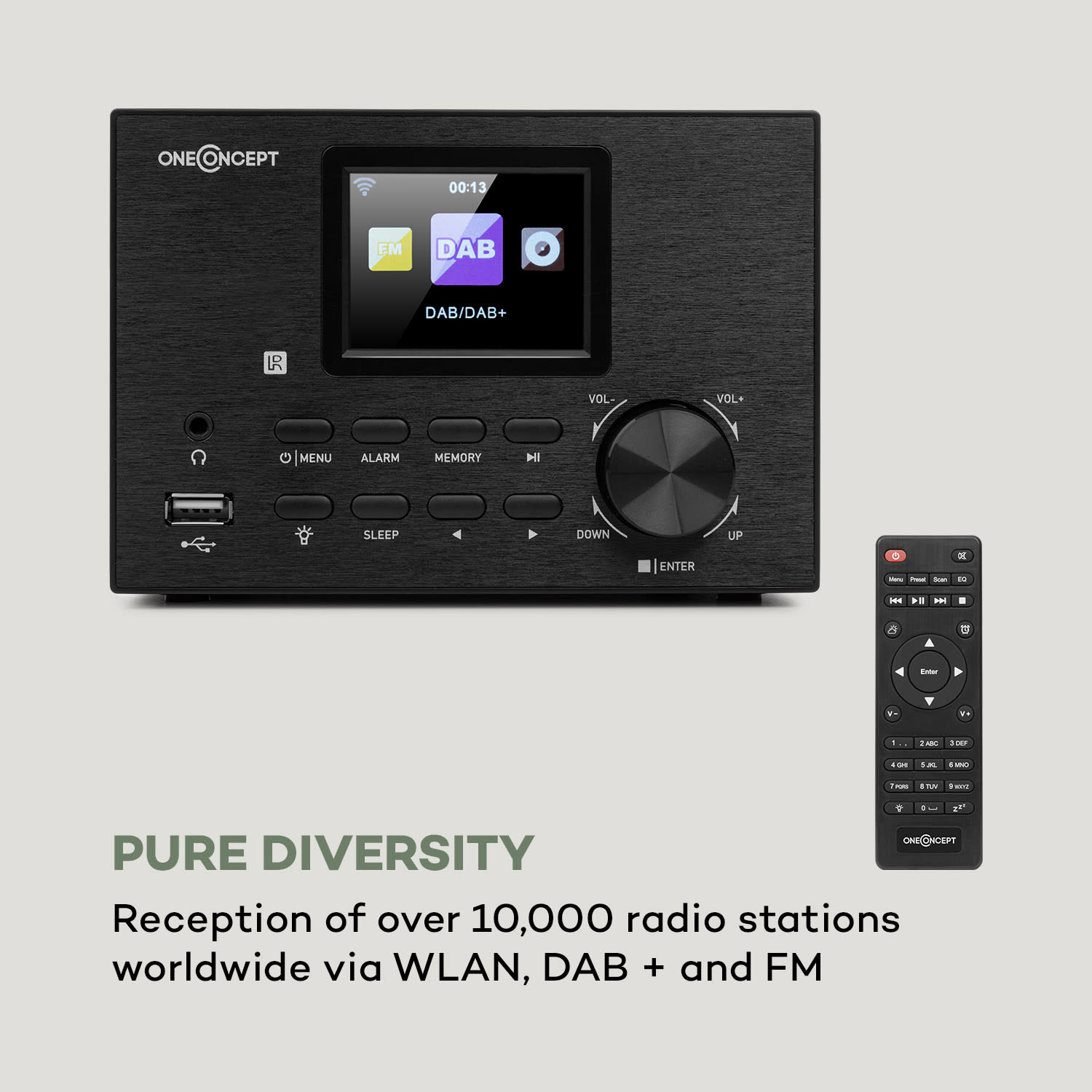 OneConcept Streamo, stereo systém s internetovým rádiom, WLAN, DAB+, FM, CD prehrávač, BT, čierny – Obrázok 3
