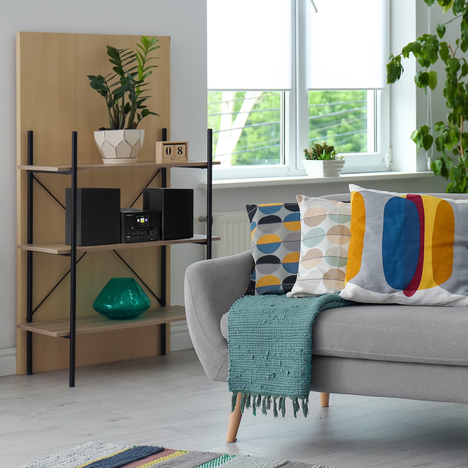OneConcept Streamo, stereo systém s internetovým rádiom, WLAN, DAB+, FM, CD prehrávač, BT, čierny – Obrázok 2