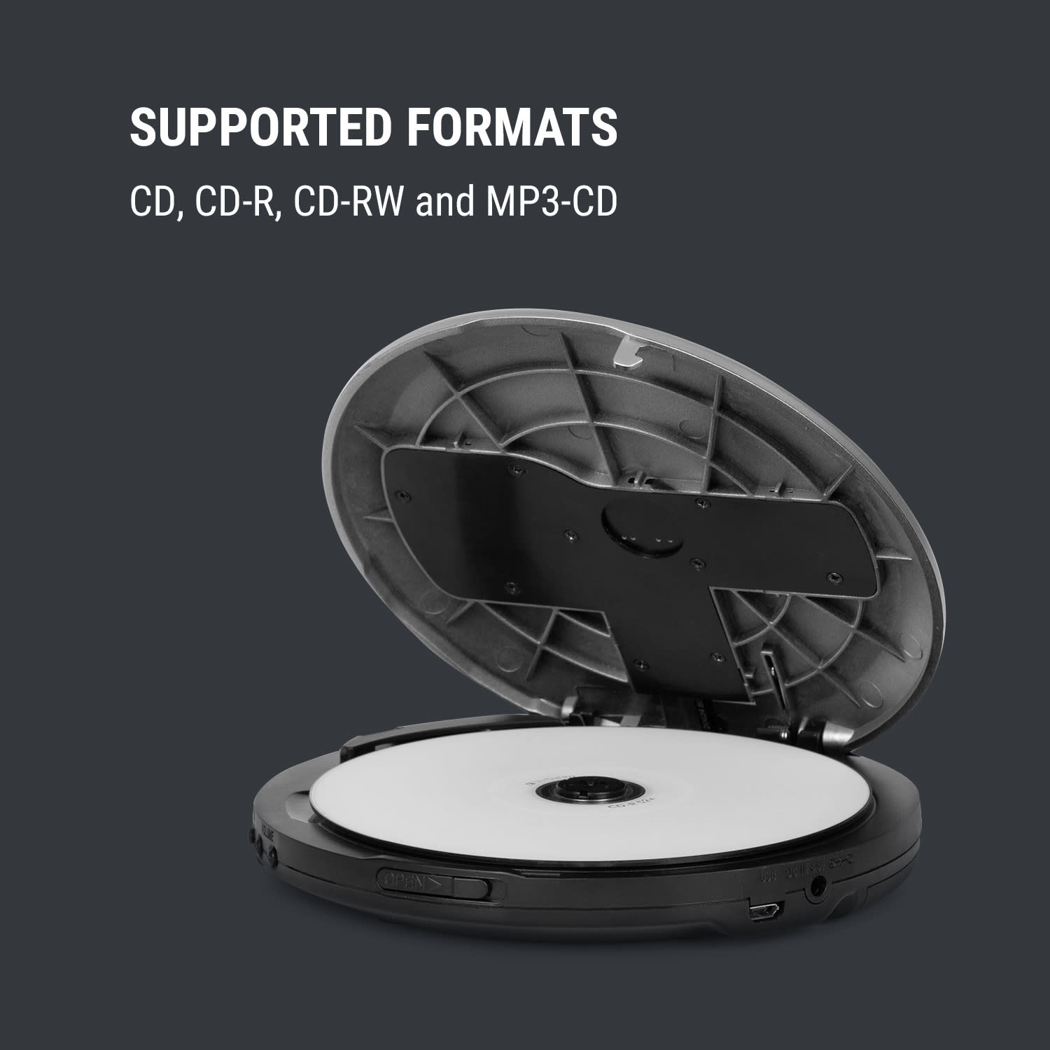 OneConcept CDC 100 BT, discman, BT funkcia, LCD, ASP, 2 x 1,5 V, strieborný – Obrázok 5