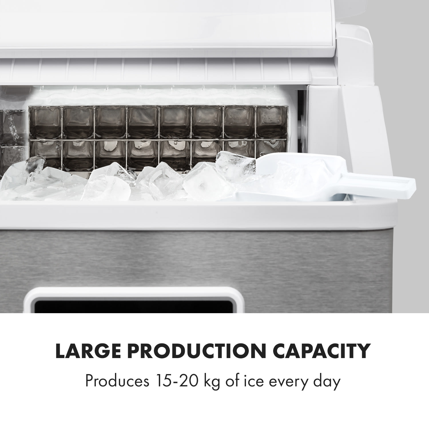 Klarstein Clearcube LCD, výrobník ľadu, priehľadný ľad, 15 – 20 kg/24 hod., biely – Obrázok 3