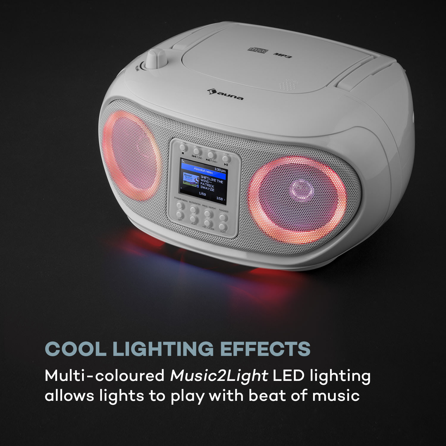 Auna Roadie Smart, boombox, internetové rádio, DAB/DAB+, FM, CD prehrávač, LED, WiFi, bluetooth – Obrázok 4