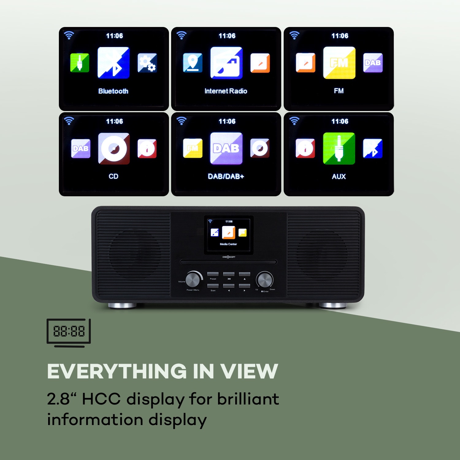 OneConcept Streamo CD, internetové rádio, 2 x 10 W, WLAN, DAB+, FM, CD prehrávač, BT, čierne – Obrázok 4