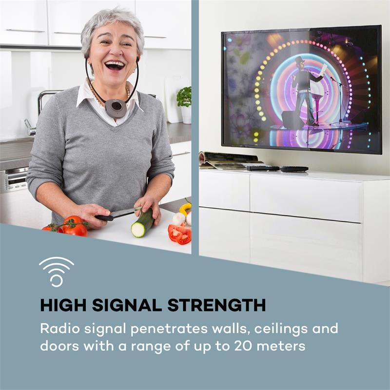 Auna Stereoskop, bezdrôtové slúchadlá so stetoskopickou konštrukciou, do uší, 20 m, 2,4 GHz, TV/HiFi/CD/MP3, akumulátor, sivé – Obrázok 2