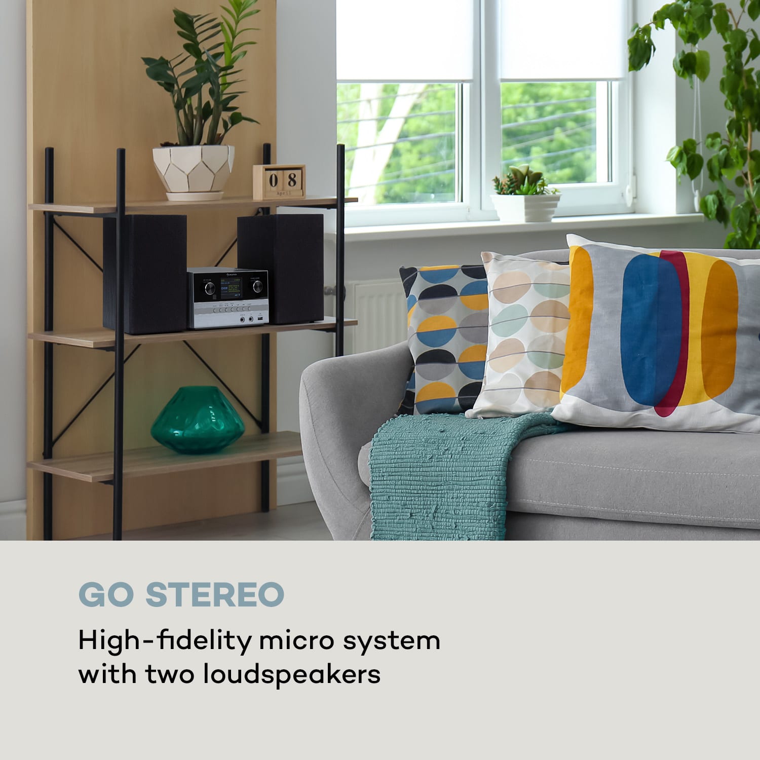 Auna Connect System S, stereo systém + reproduktor, 20 W max., internet/DAB+, strieborný – Obrázok 2