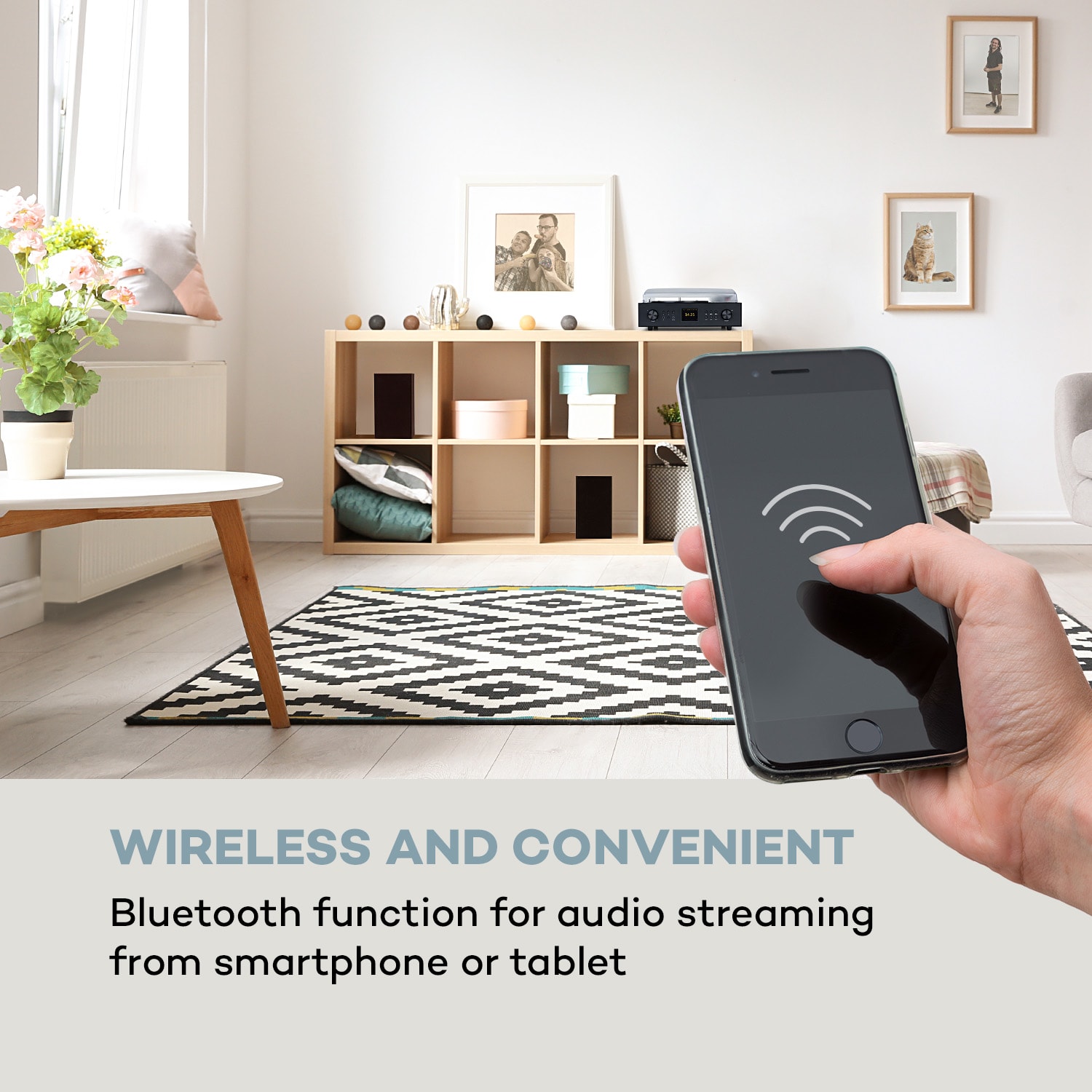 Auna Connect Vinyl, smart rádio, gramofón, 2 reproduktory, 20 W max., internet/DAB+ – Obrázok 4
