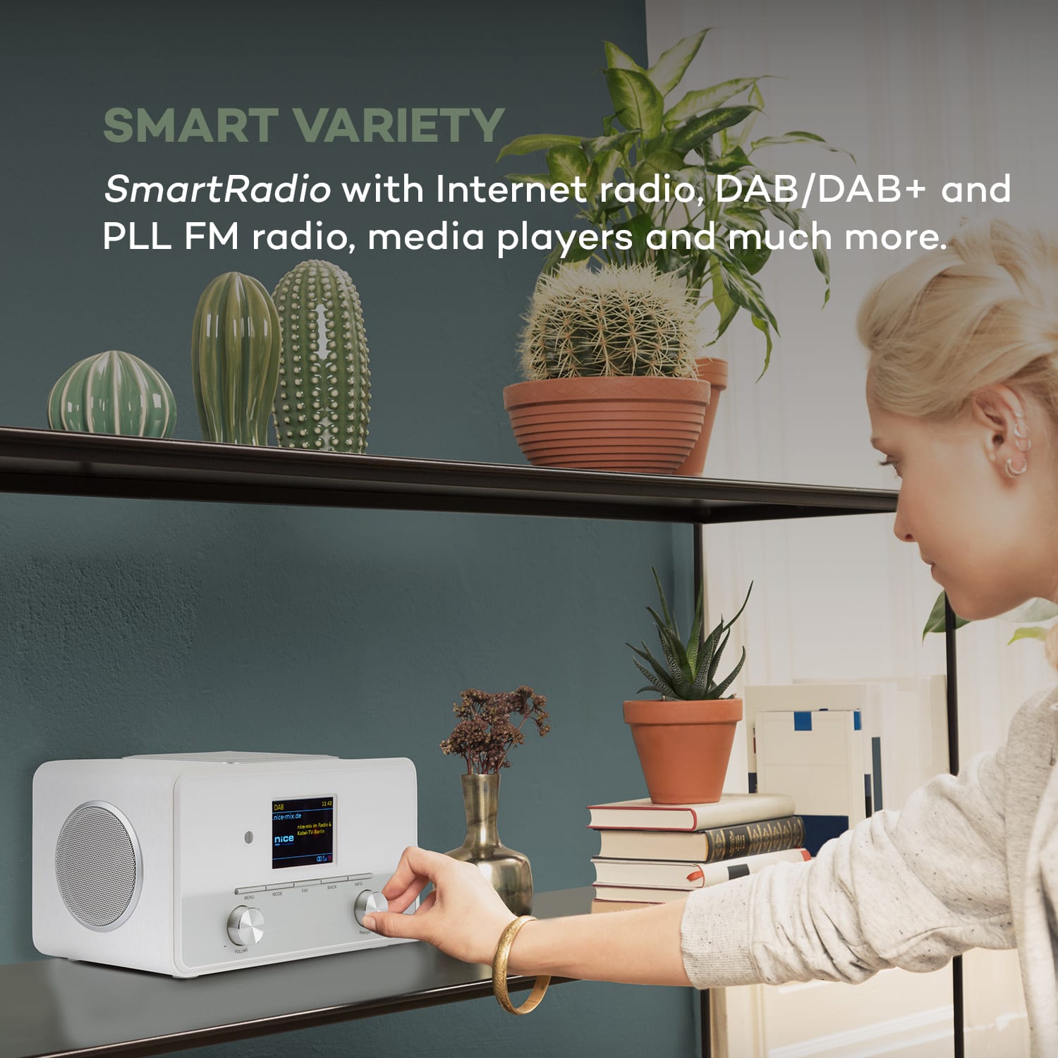 Auna Connect 150 SE, 2.1 internetové rádio, DAB/DAB+/PLL-FM, BT, 2,8" TFT displej, biele – Obrázok 2