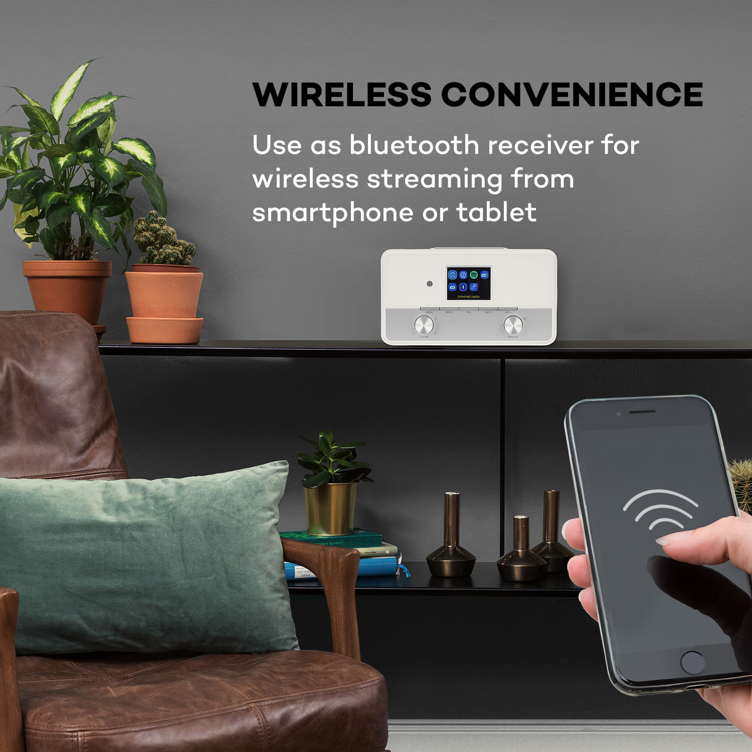 Auna Connect 150 SE, 2.1 internetové rádio, DAB/DAB+/PLL-FM, BT, 2,8" TFT displej, biele – Obrázok 4