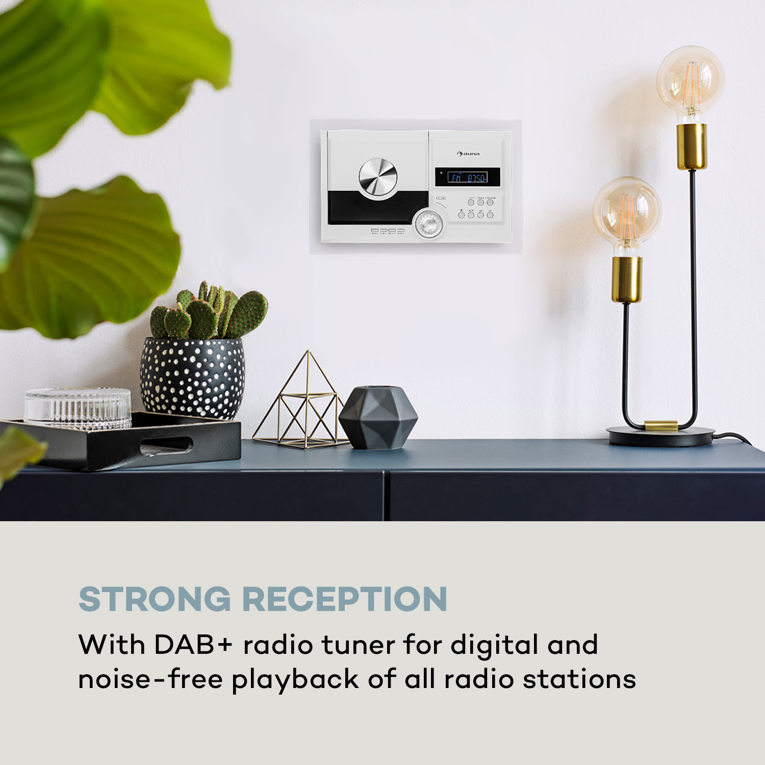 Auna Stereo Sonic, DAB+ stereo systém, DAB+, CD prehrávač, USB, BT, biely – Obrázok 3