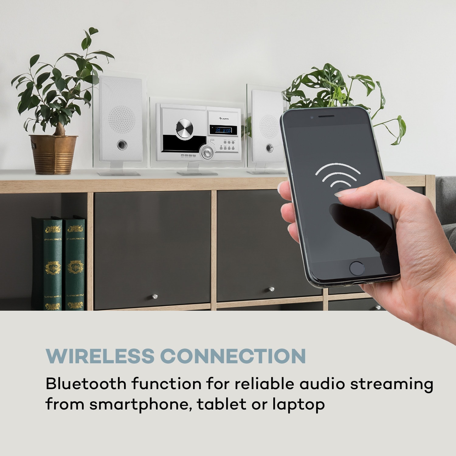 Auna Stereo Sonic, DAB+ stereo systém, DAB+, CD prehrávač, USB, BT, biely – Obrázok 5