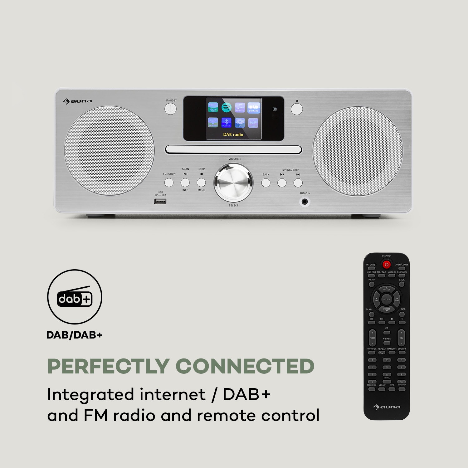 Auna Harvard, kompaktný systém, internetové/DAB+ a UKW-rádio, CD-prehrávač, bluetooth, biely – Obrázok 3