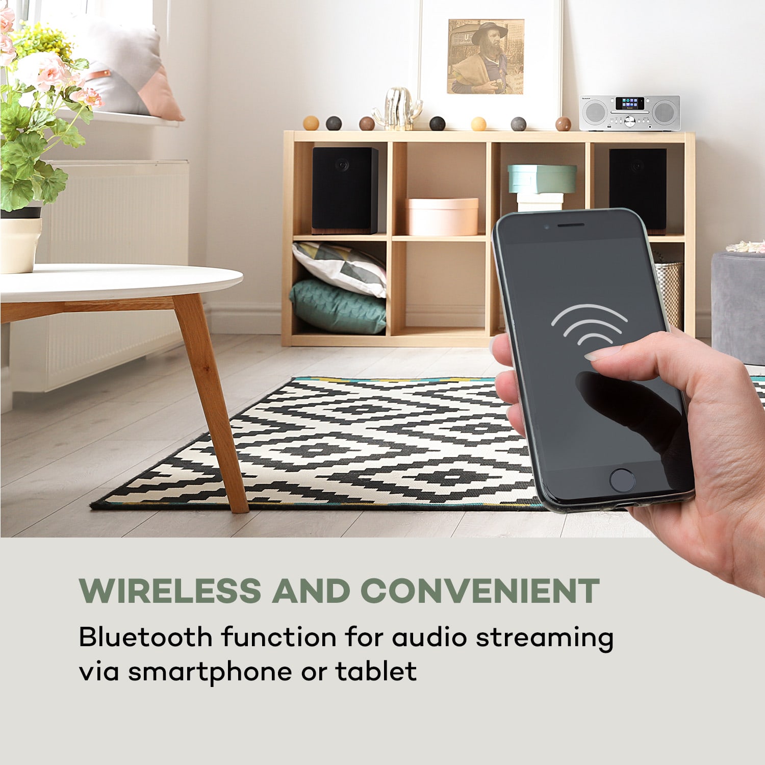 Auna Harvard, kompaktný systém, internetové/DAB+ a UKW-rádio, CD-prehrávač, bluetooth, biely – Obrázok 5