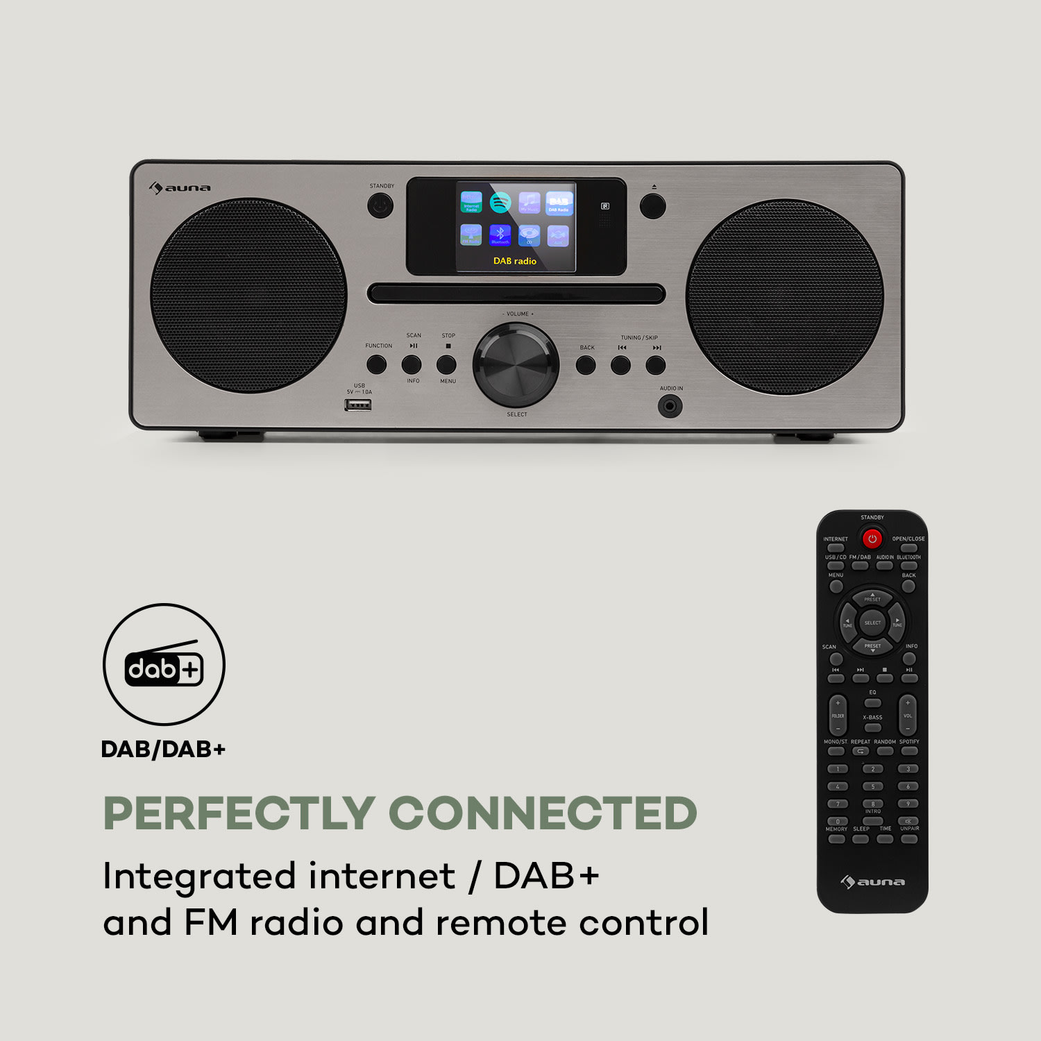 Auna Harvard, kompaktný systém, internetové/DAB+ a UKW-rádio, CD-prehrávač, bluetooth, orech – Obrázok 2