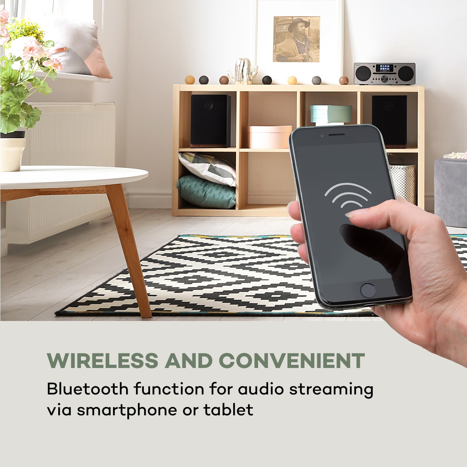 Auna Harvard, kompaktný systém, internetové/DAB+ a UKW-rádio, CD-prehrávač, bluetooth, orech – Obrázok 4