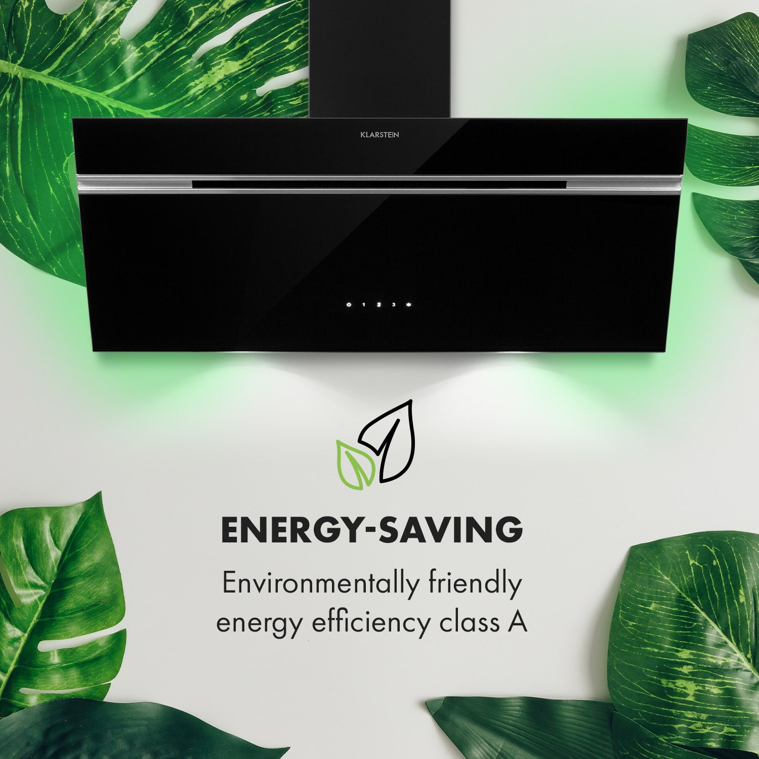 Klarstein Alina, digestor, 90 cm, nástenný, 600m³/h, LED displej, LED, čierny – Obrázok 3