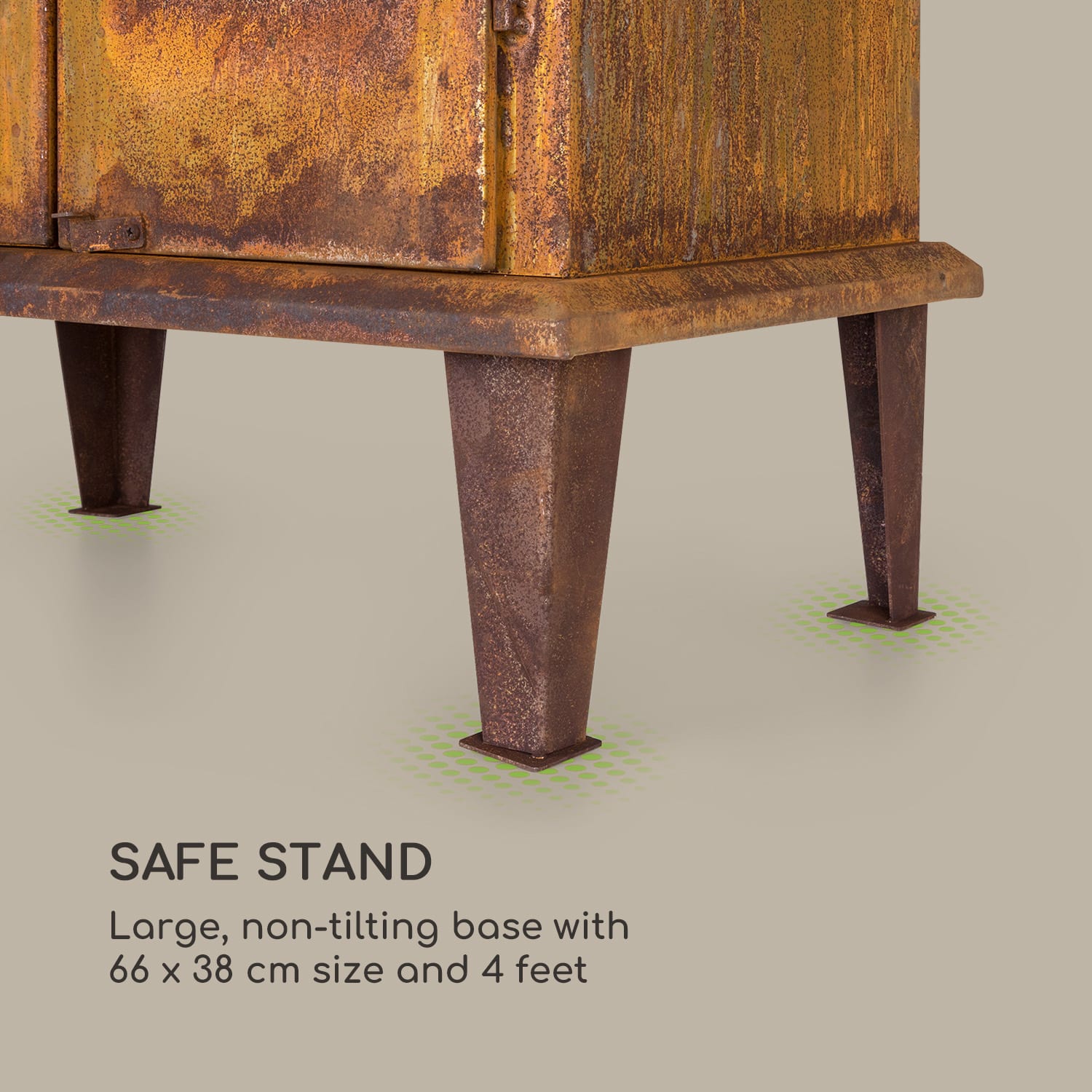 Blumfeldt Flame Locker, ohnisko, vintage záhradný krb, 58 x 30 cm, oceľ, hrdzavý vzhľad – Obrázok 4