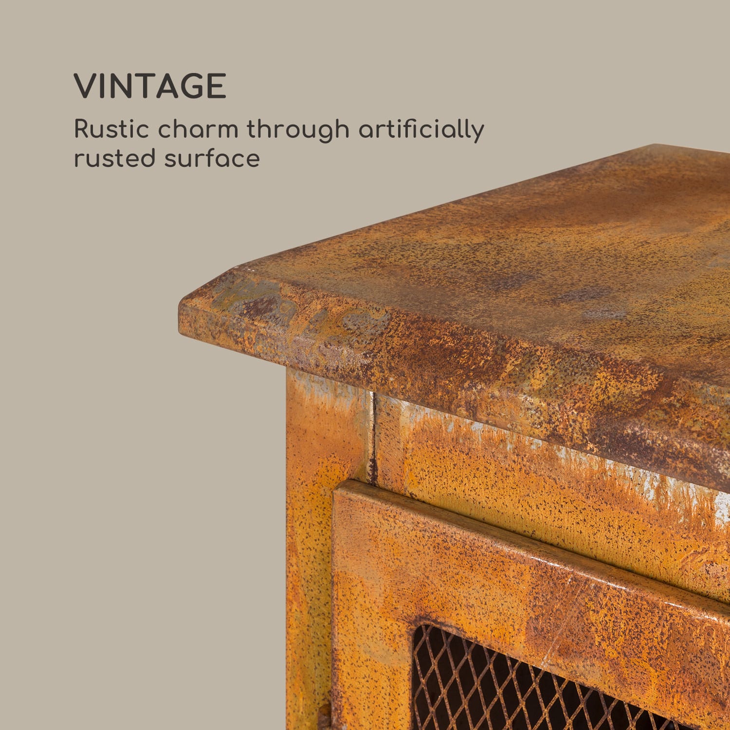 Blumfeldt Flame Locker, ohnisko, vintage záhradný krb, 58 x 30 cm, oceľ, hrdzavý vzhľad – Obrázok 5