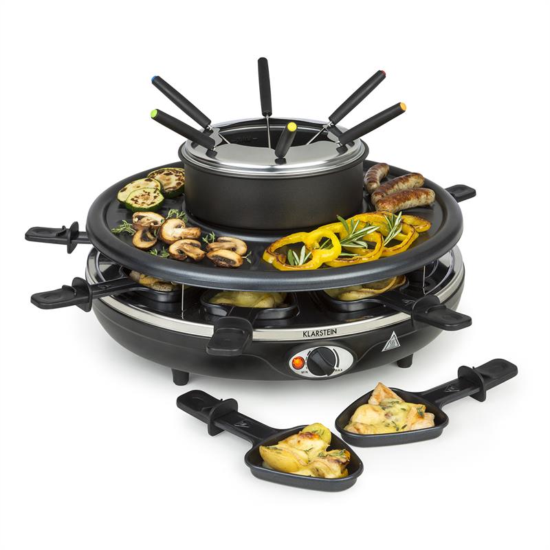 Klarstein Fonduelette, raclette gril s fondue, 1350 W, 1 l, Ø 38 cm, pre 8 osôb
