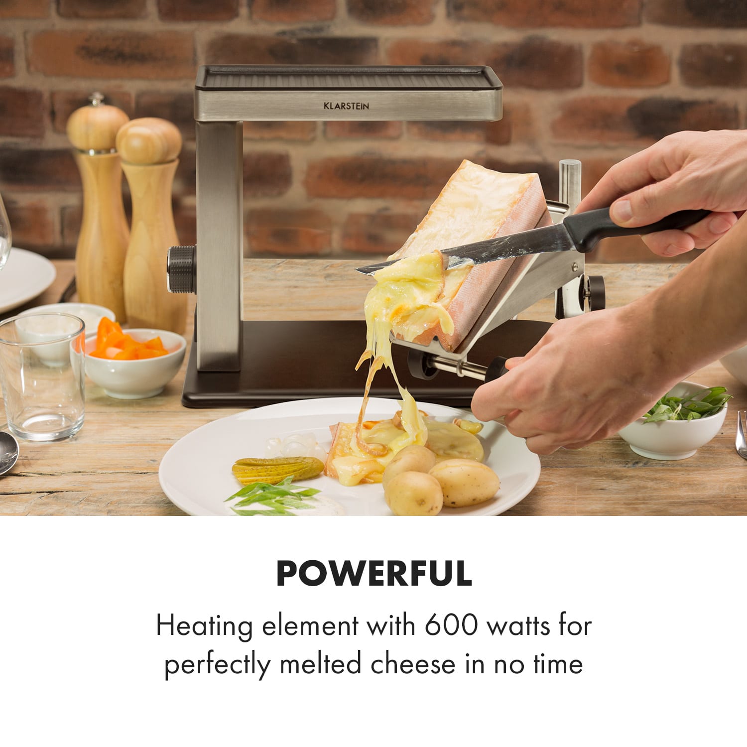 Klarstein Appenzell Pro, raclette s grilom, 600 W, ušľachtilá oceľ, čierna/strieborná